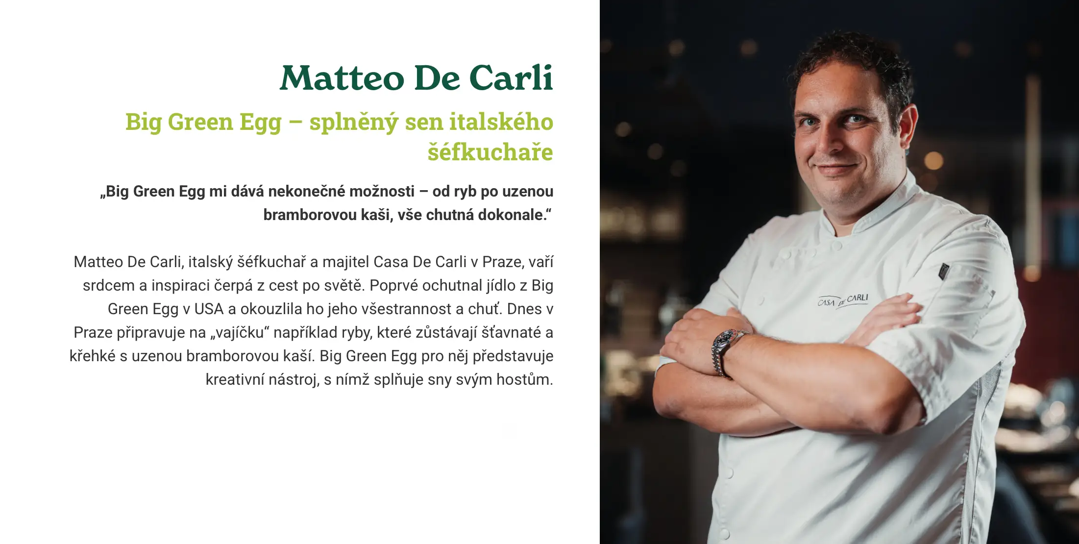 Matteo De Carli – italský šéfkuchař, Casa De Carli