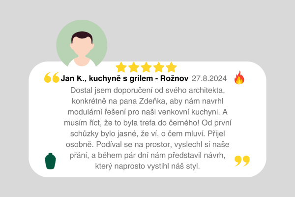 Recenze Jan K., Rožnov – venkovní kuchyně s grilem Big Green Egg